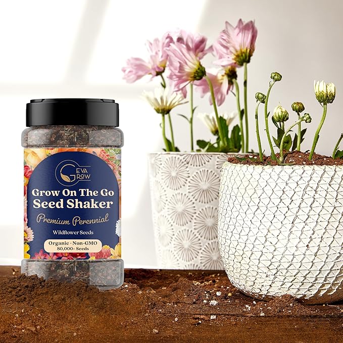 Wildflower Seed s – Perennial Flower Seeds Mix to Plant Anywhere, by Geva Grow | 12-Type Beautiful Perennial Wildflower Seeds Bulk 90,000+ Seeds, 2 Ounce, No Messy Packets