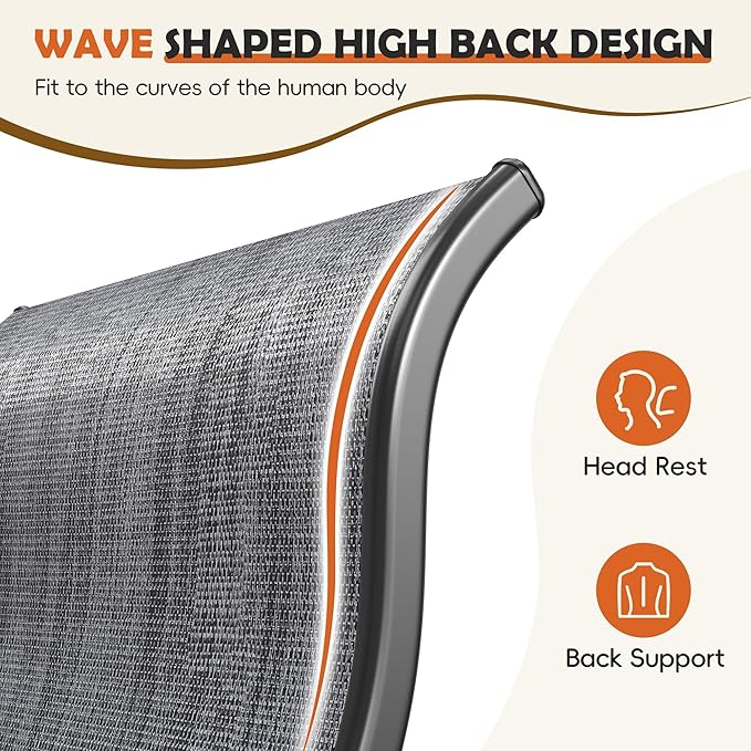 UDPATIO Outdoor Dining Chairs Set of 4, High Back Wide Seat Patio Furniture Chairs with All Weather Breathable Textilene, for Lawn Garden Backyard, Dark Grey