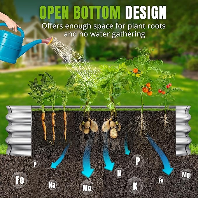 Sponvatt Raised Garden Bed - Outdoor Galvanized Raised Garden Bed Planter Boxes, Large Oval Metal for Gardening Planter Box Kit,Suitable for Vegetables,Herbs, and Flowers (4x2x1 Ft,Silver)