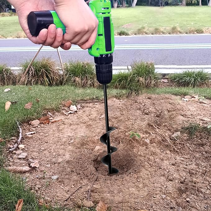 SYITCUN Auger Drill Bit for Planting 1.6"x16.5", Post Hole Auger for Planting Bulbs, Easy Post Hole Digger with Drill for 3/8”Hex Drive Drill