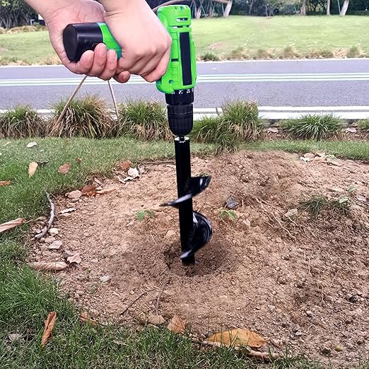 SYITCUN Auger Drill Bit for Planting - 4"X16" Heavy-Duty Post Hole Auger - Auger Post Hole Digger for Fence - 3/8" Hex Drive Drill