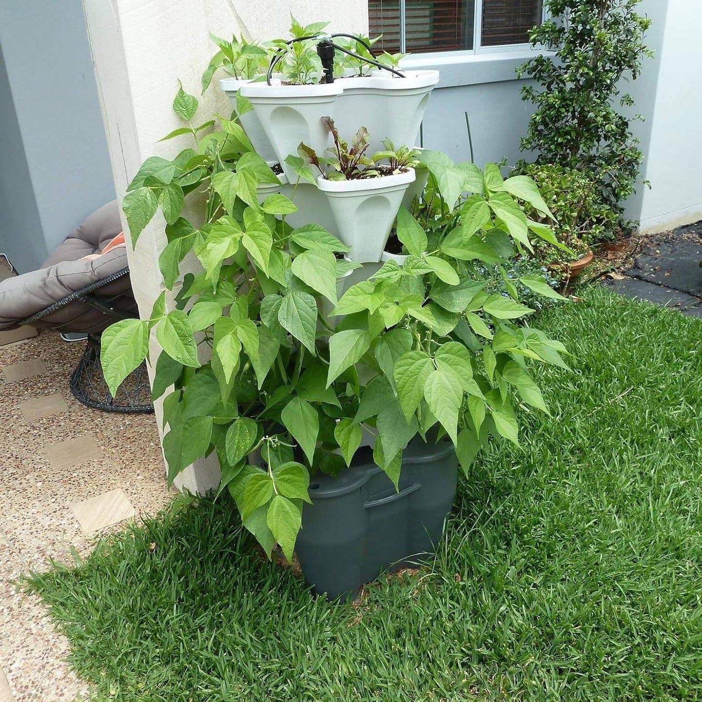 Mr. Stacky Smart Farm - Automatic Self Watering Garden - Grow Fresh Healthy Food Virtually Anywhere Year Round - Soil or Hydroponic Vertical Tower Gardening System (Standard Kit, Stone)