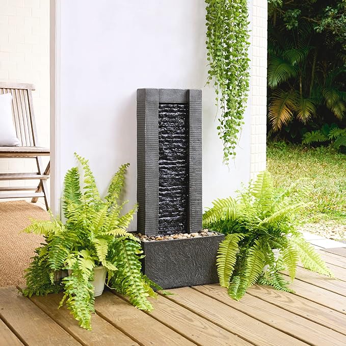 Teamson Home Demeter 29 inch Outdoor Water Fountain with LED Lights