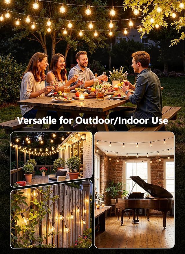 Outdoor String Lights with Remote, 100Ft Outside Waterproof Light with Dimmable - Image 3