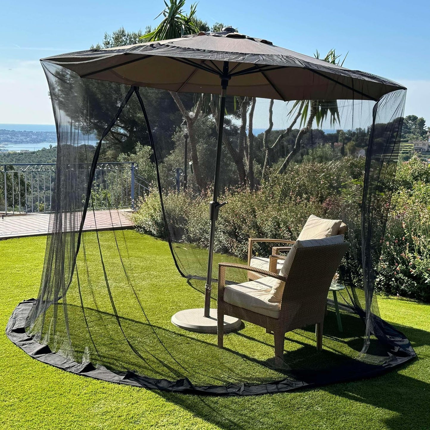 Mosquito Net for Umbrella 9.2 FT | Large Sizes & Fabric Designed for Outdoors | Insect House Screen Netting for Patio, Porch & Garden Terrace | Outside Canopy Bug & Fly Protection Enclosure