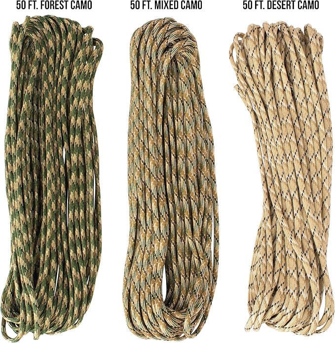 TOUGH-GRID 550 Paracord, Type III Mil-Spec Nylon Rope - 150 Ft Camo Tri-Pack - Image 2