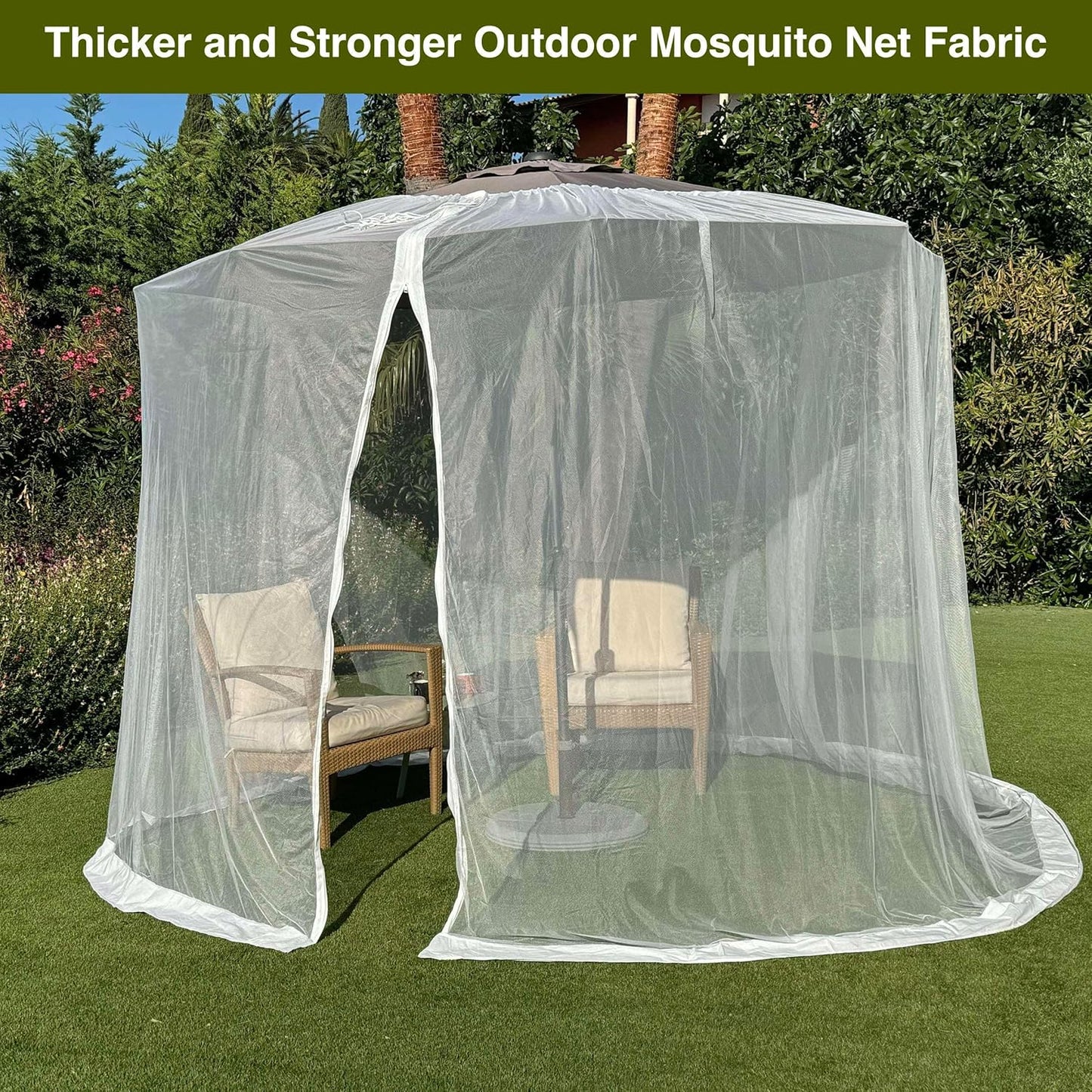 Mosquito Net for Umbrella 9.2 FT | Large Sizes & Fabric Designed for Outdoors | Insect House Screen Netting for Patio, Porch & Garden Terrace | Outside Canopy Bug & Fly Protection Enclosure