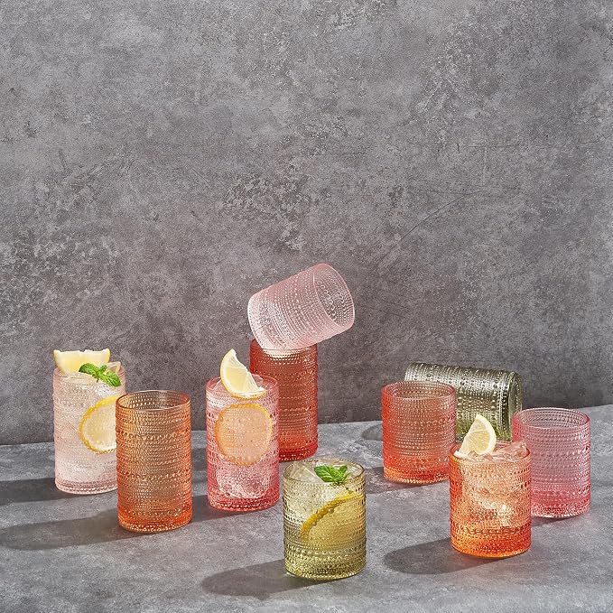 Hobnail Beaded Highball Drinking Tumbler Glasses | Set of 5 | Color, Vintage - Image 5