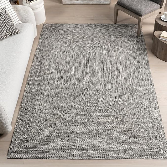 nuLOOM 2' x 16' Solid Hand Braided Indoor/Outdoor Area Rug, Pet-Friendly, High Traffic, Weather Resistant, for Patio, Balcony, Bedroom, Living, Dining Room, Wynn Salt and Pepper