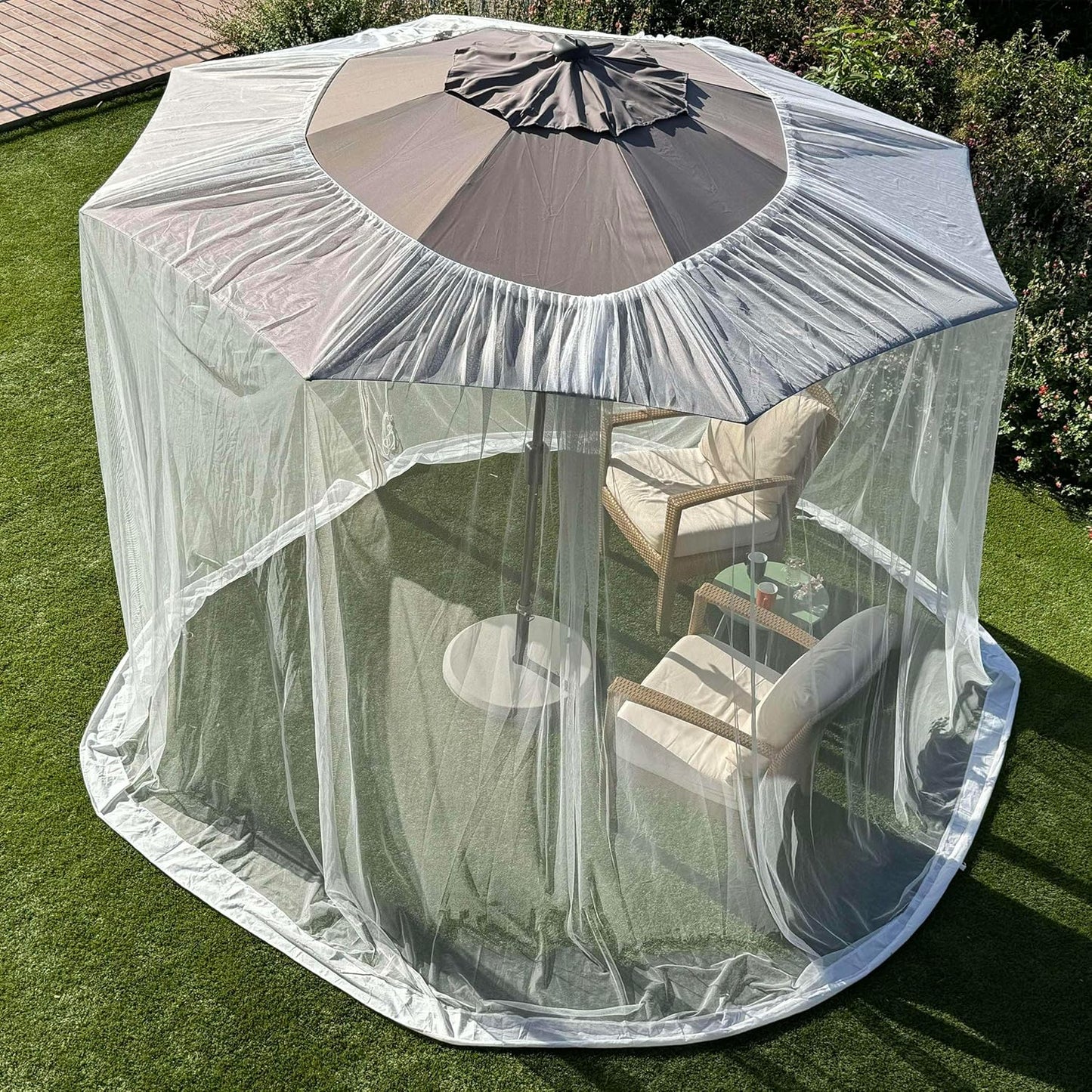Mosquito Net for Umbrella 7.5 FT | Large Sizes & Fabric Designed for Outdoors | Insect House Screen Netting for Patio, Porch & Garden Terrace | Outside Canopy Bug & Fly Protection Enclosure