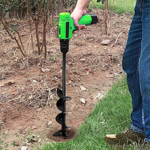 SYITCUN Auger Drill Bit for Planting - 4"X32" Heavy-Duty Post Hole Auger - Auger Post Hole Digger for Fence- 3/8" Hex Drive Drill